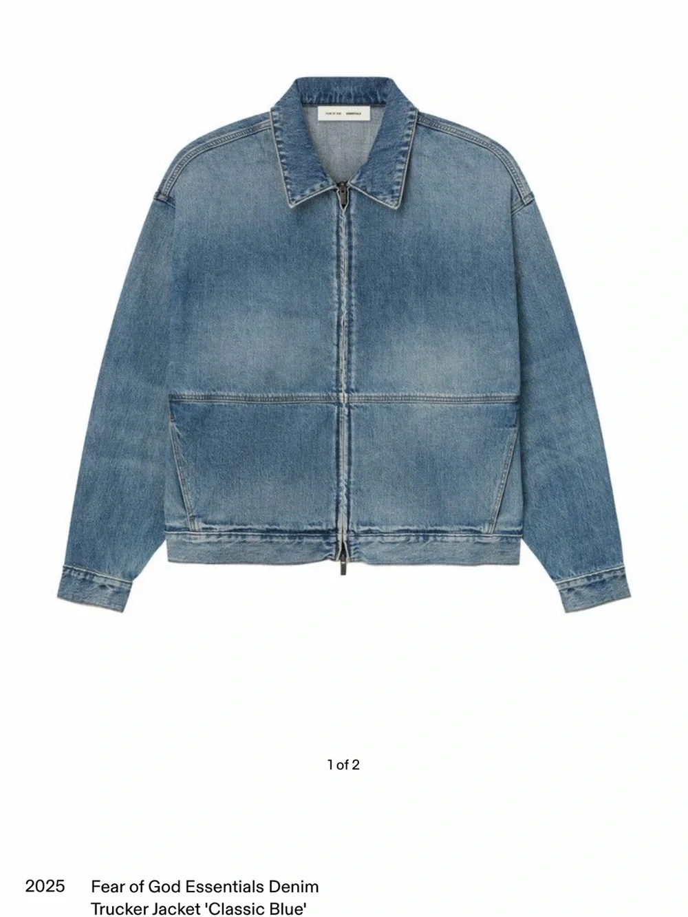 Essentials Classic Blue Denim Zip Truck Jacket